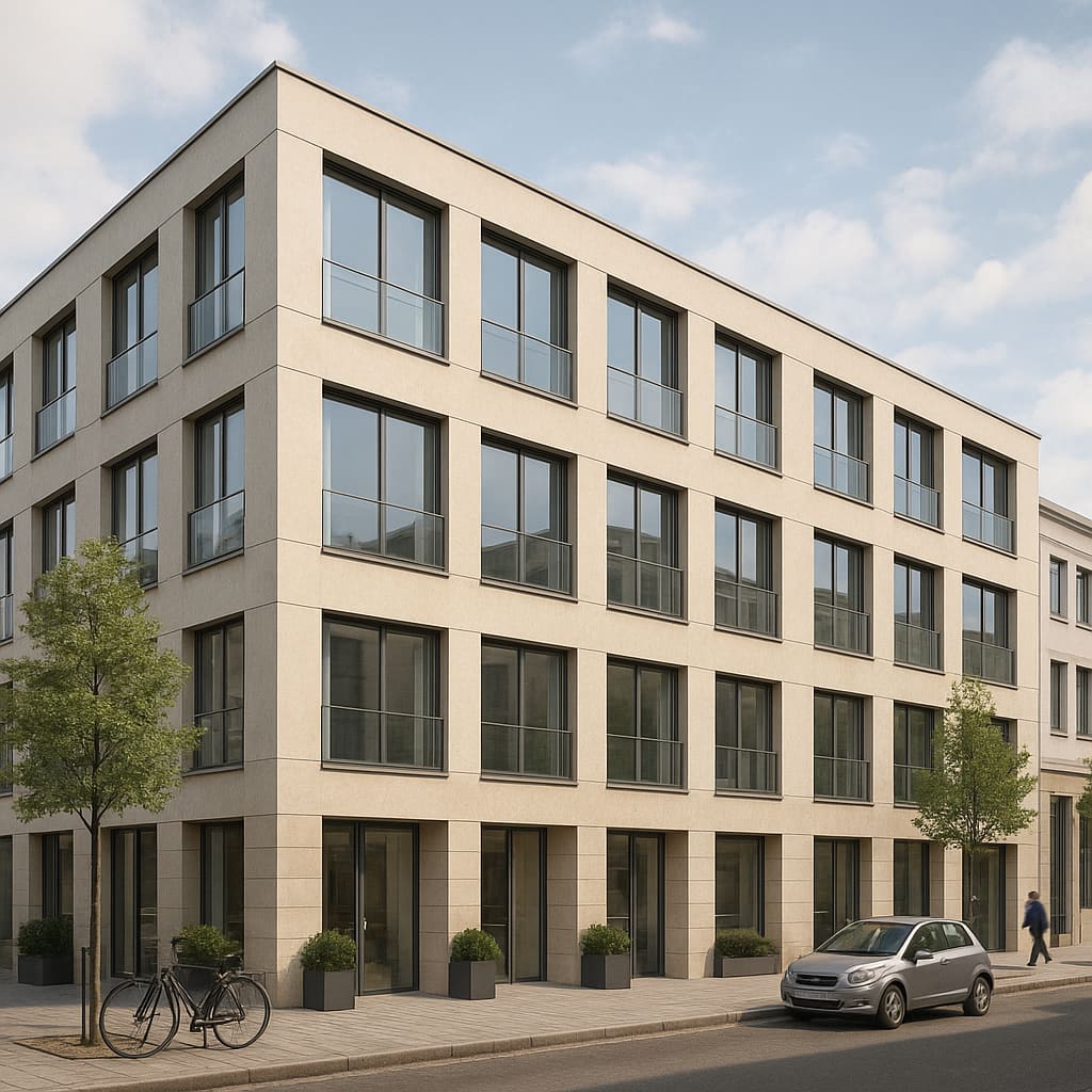 Modernes Bürogebäude in europäischer Stadt