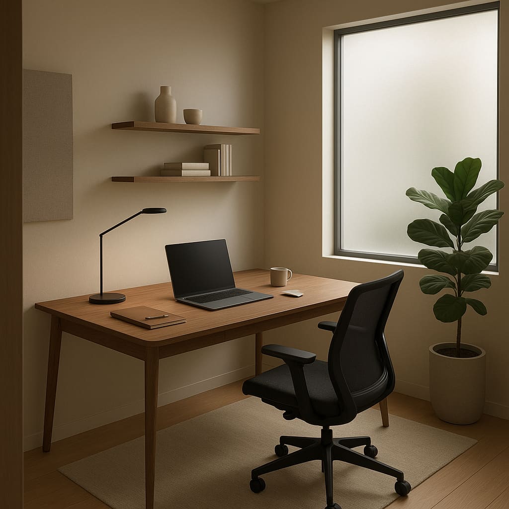 Privater Büroraum mit modernem Setup